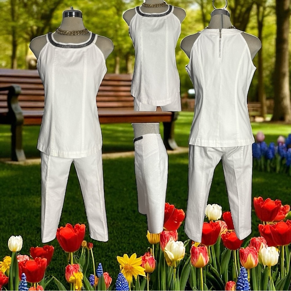 Ravel White two piece Elegant Top& Capris  Size SP